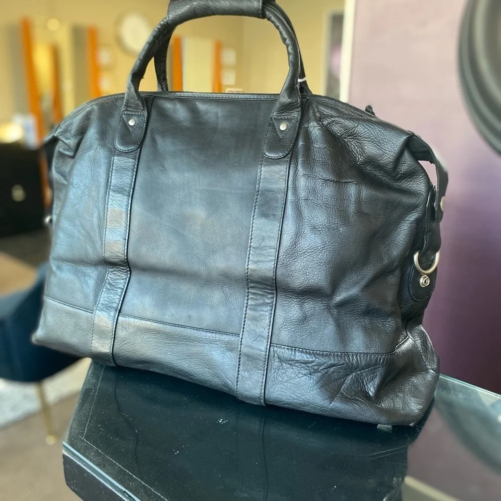 Black Leather Duffel Bag